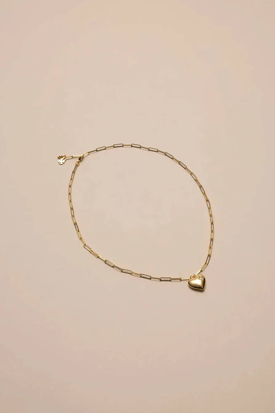 Image of Lucky Brand Chain Link Necklace W/ Heart Pendant - Women's Ladies Accessories Jewelry Necklace Pendants in Gold