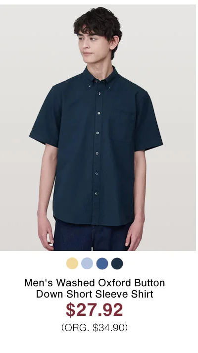 Shop Men's Washed Oxford Button Down Short Sleeve Shirt