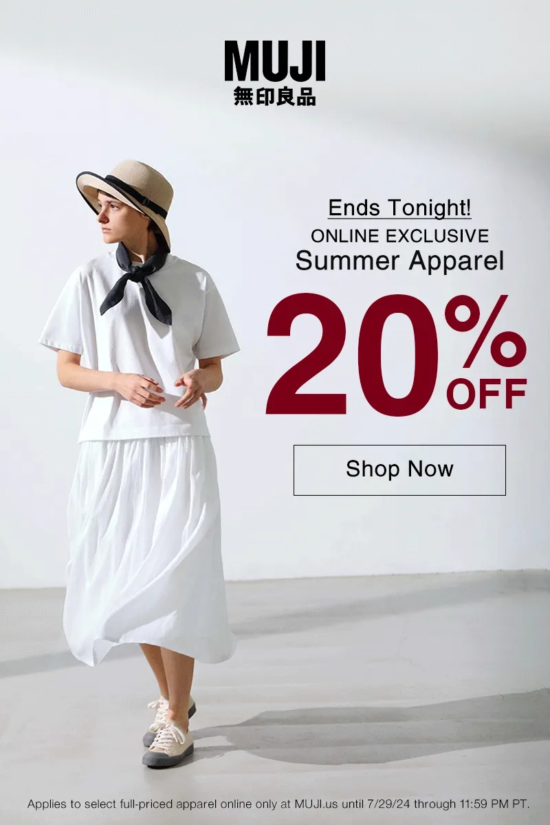 Shop Apparel 20% Off Online Only