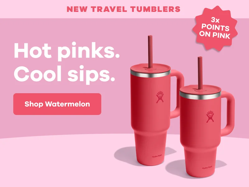 NEW TRAVEL TUMBLERS 3x POINTS ON PINK. Hot pinks. Cool sips. | Shop Watermelon