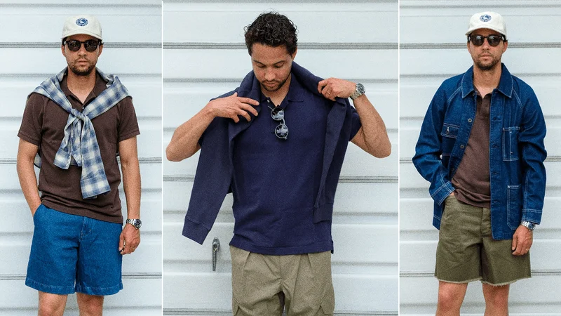 GQ contributor Leon Hedgepeth wearing a J.Crew polo shirt three different ways.