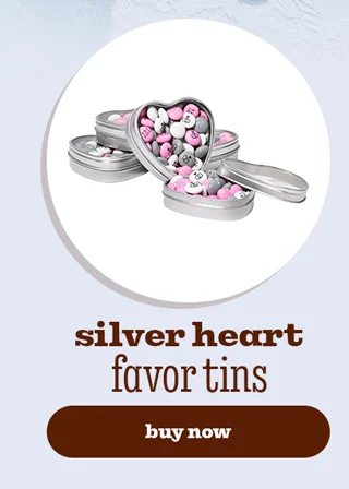 SILVER HEART FAVOR TINS