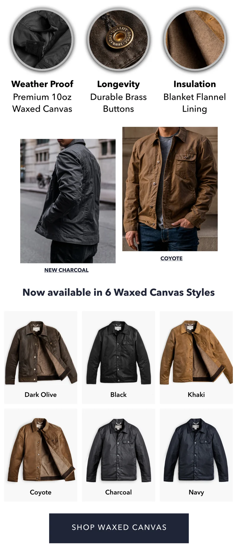 Now available in 6 Waxed Canvas Styles