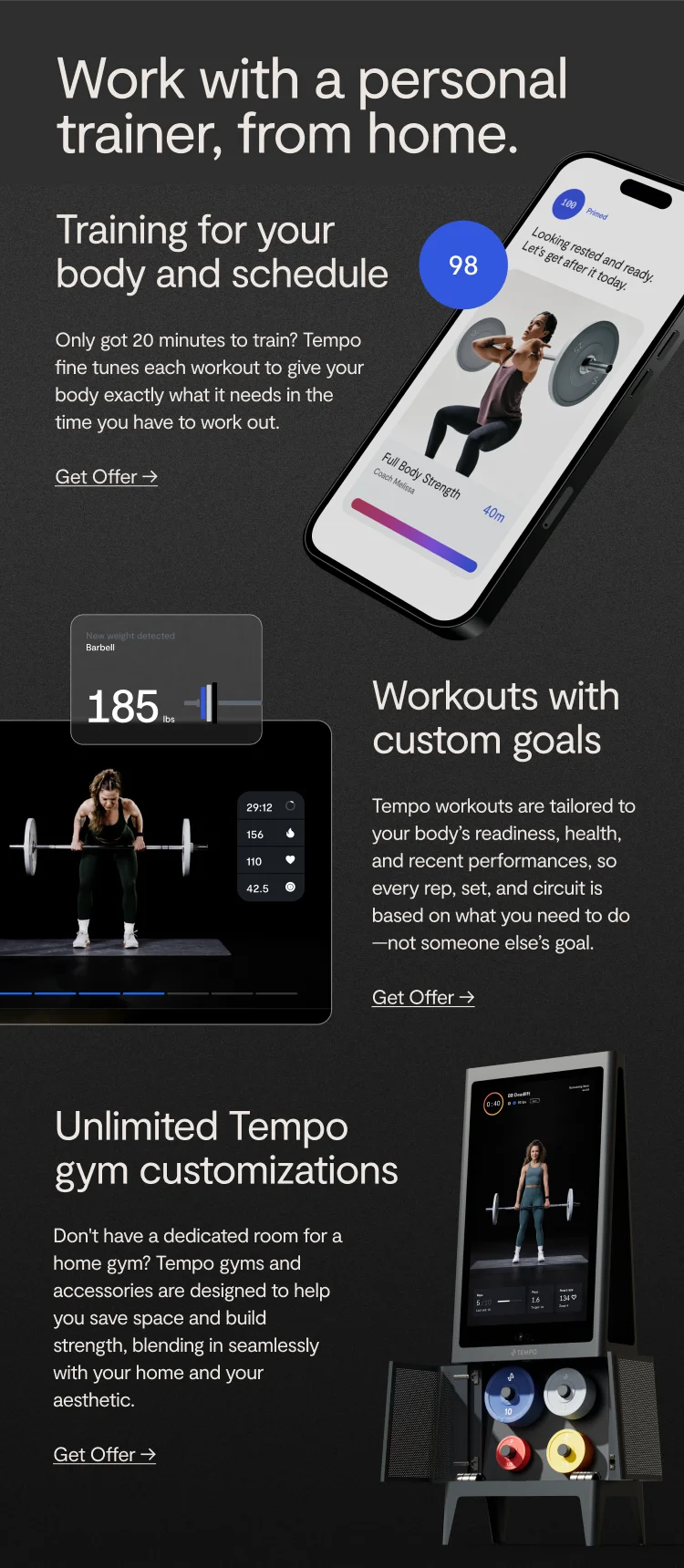 "Training that's so much more than a workout: Wearables and auto-pause; Real time coaching; Goal-specific features"