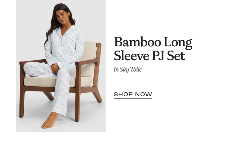 Bamboo Long Sleeve PJ Set in Sky Toile Bamboo Long Sleeve PJ Set in Sky Toile