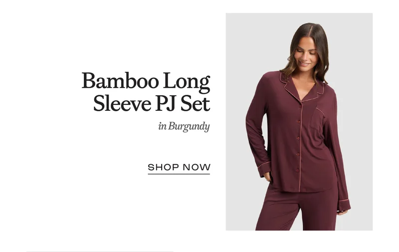 Bamboo Long Sleeve PJ Set in Burgundy Bamboo Long Sleeve PJ Set in Burgundy