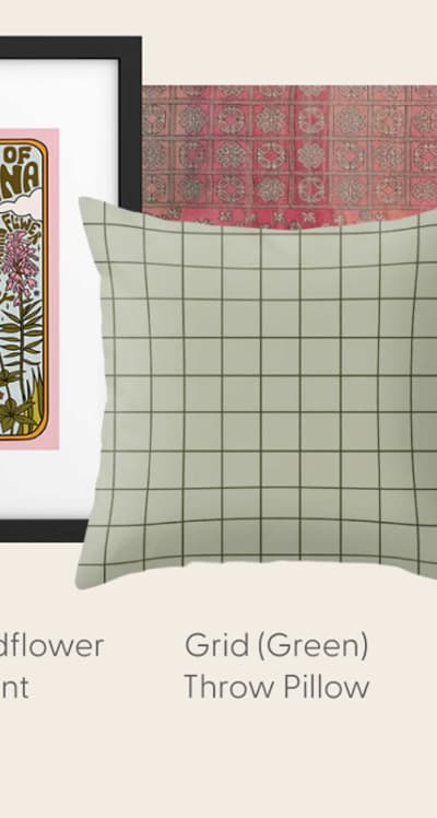 Grid (Green) Throw Pillow