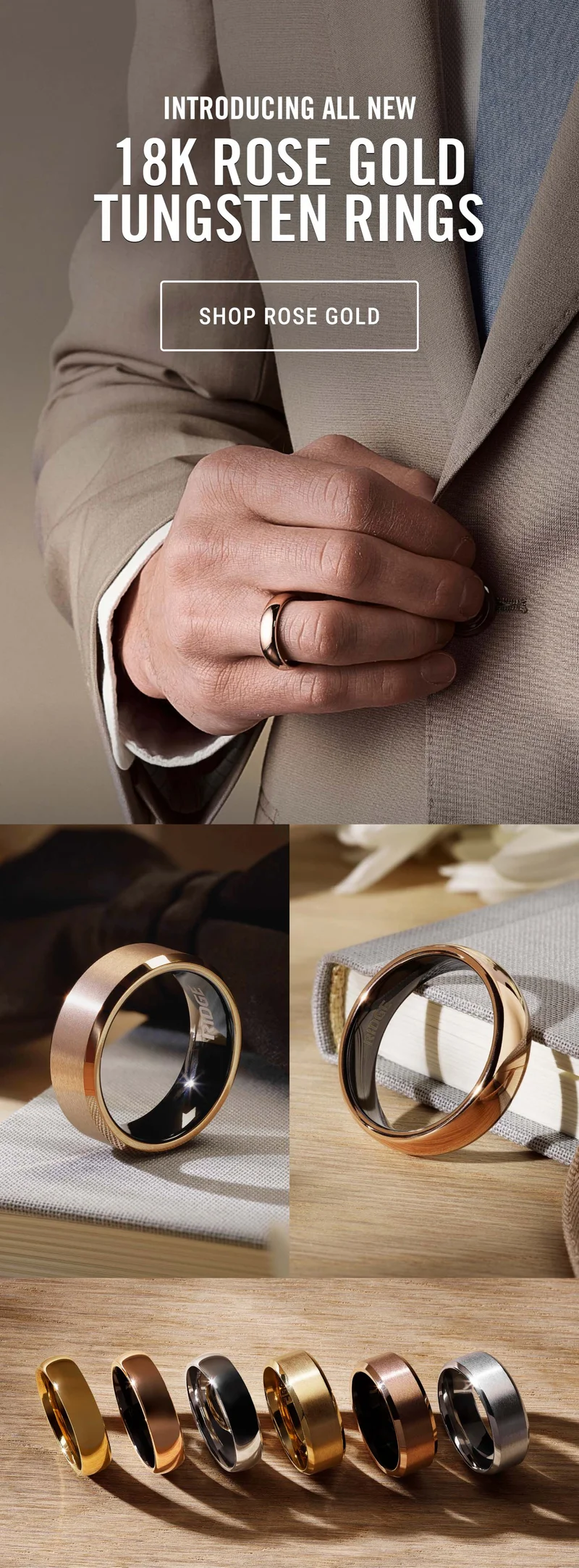 Introducing All New 18K Rose Gold Tungsten Rings