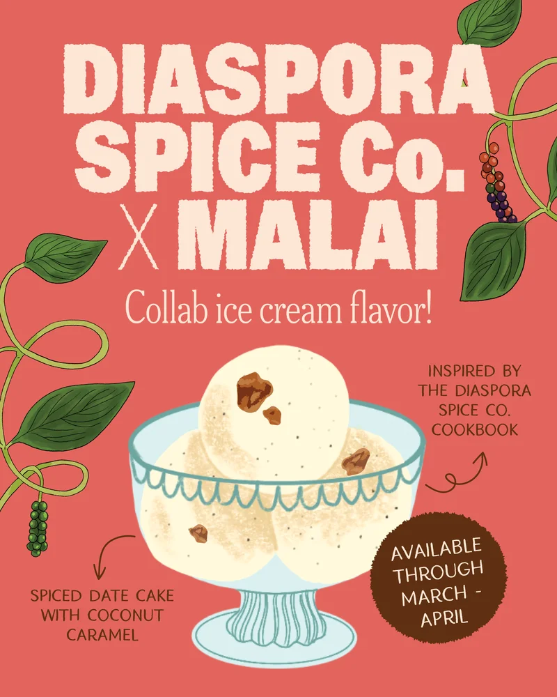 Diaspora Spice Co. x Malai. Collab ice cream flavor!