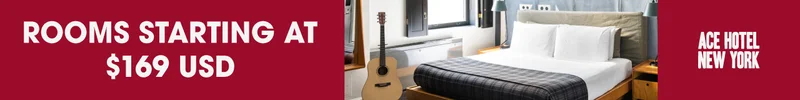 Ace Hotel New York chic room with guitar decor. Rooms from $169 USD.