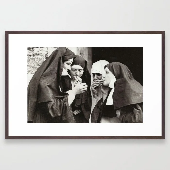 Nuns Smoking Framed Art Print Framed Art Print