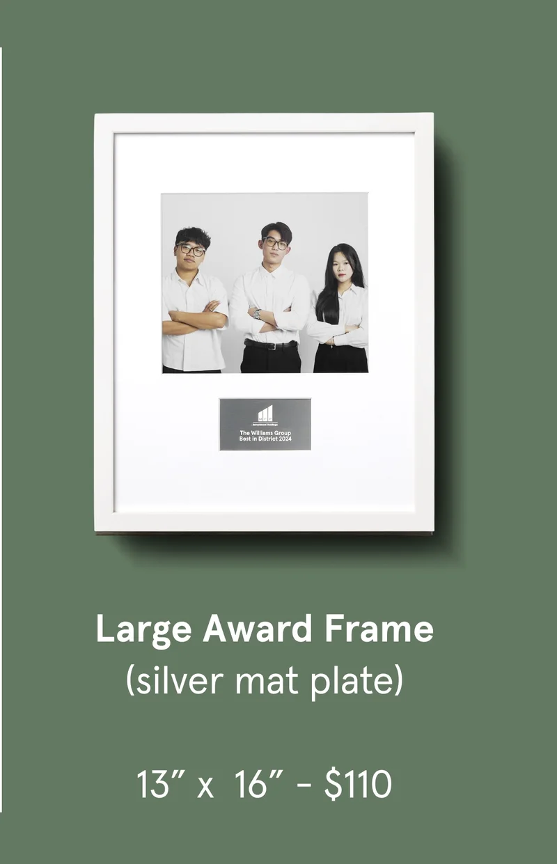 Large Award Frame (silver mat plate)