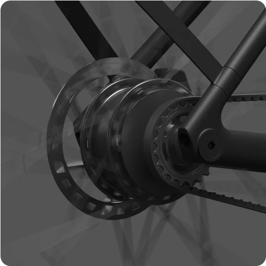 A photograph render of the Cowboy Classic motor in the rear wheel.