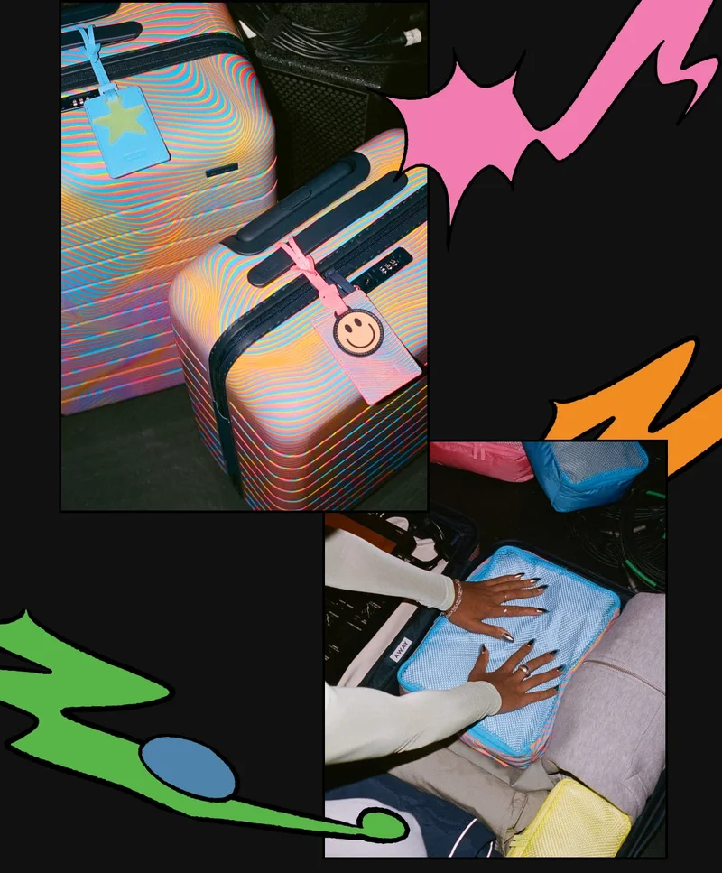 Pack a vibe. Shop best-selling Classic suitcases and accessories in a custom print and matching loud colors.