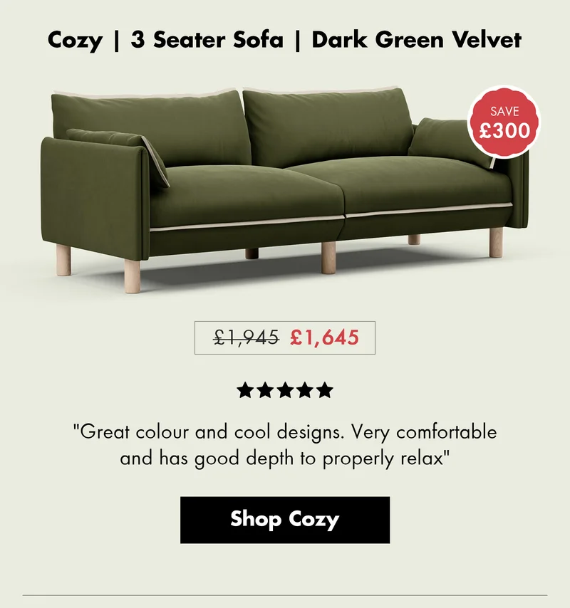 Cozy | 3 Seater Sofa | Dark Green Velvet