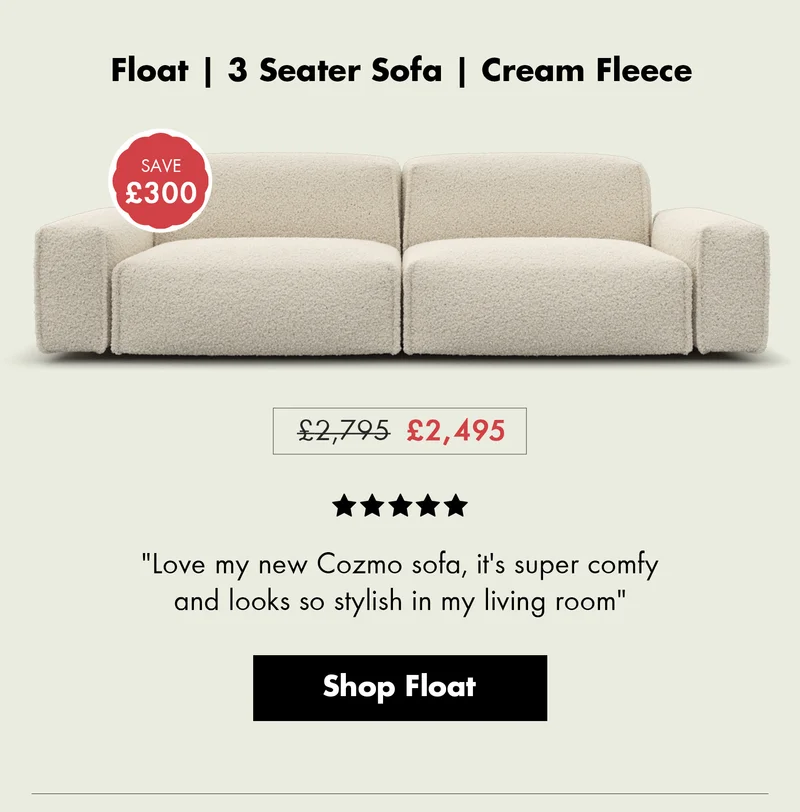 Float | 3 Seater Sofa | Cream Fleece