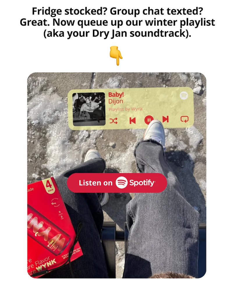 Fridge stocked? Group chat texted? Great. Now queue up our winter playlist (aka your Dry Jan soundtrack).