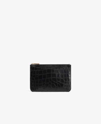 System Zipper Pouch Black Croco