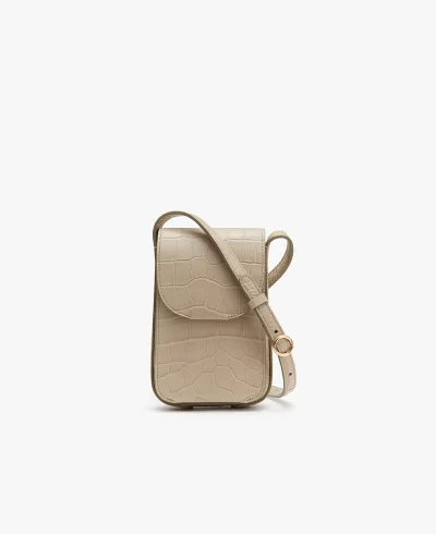 Concertina Phone Bag Stone Croco