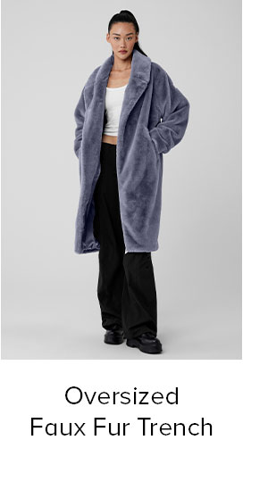 OVERSIZED FAUX FURT TRENCH