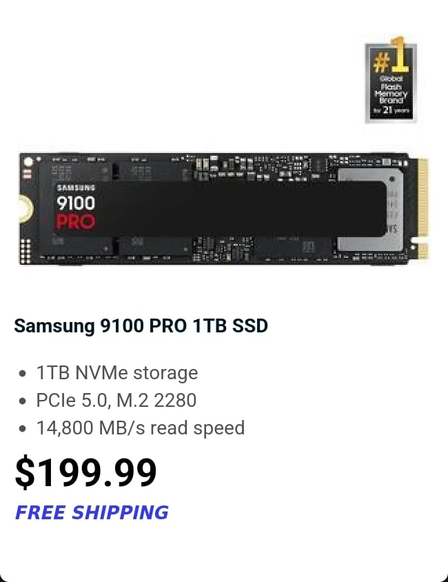 Samsung 9100 PRO 1TB SSD