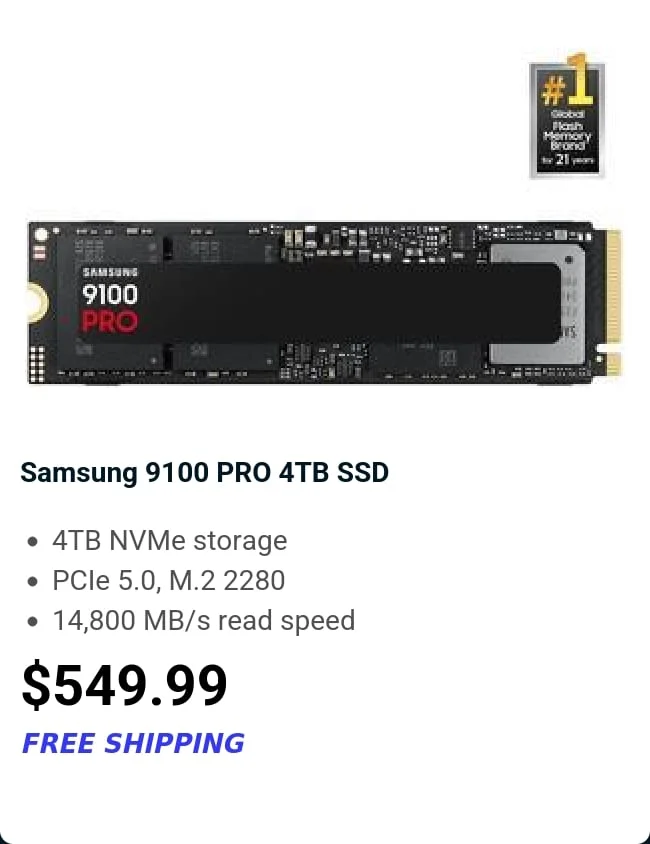 Samsung 9100 PRO 4TB SSD