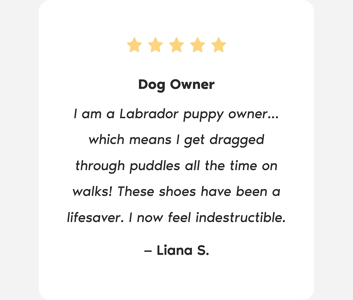 GIF of five star reviews for Vessi.