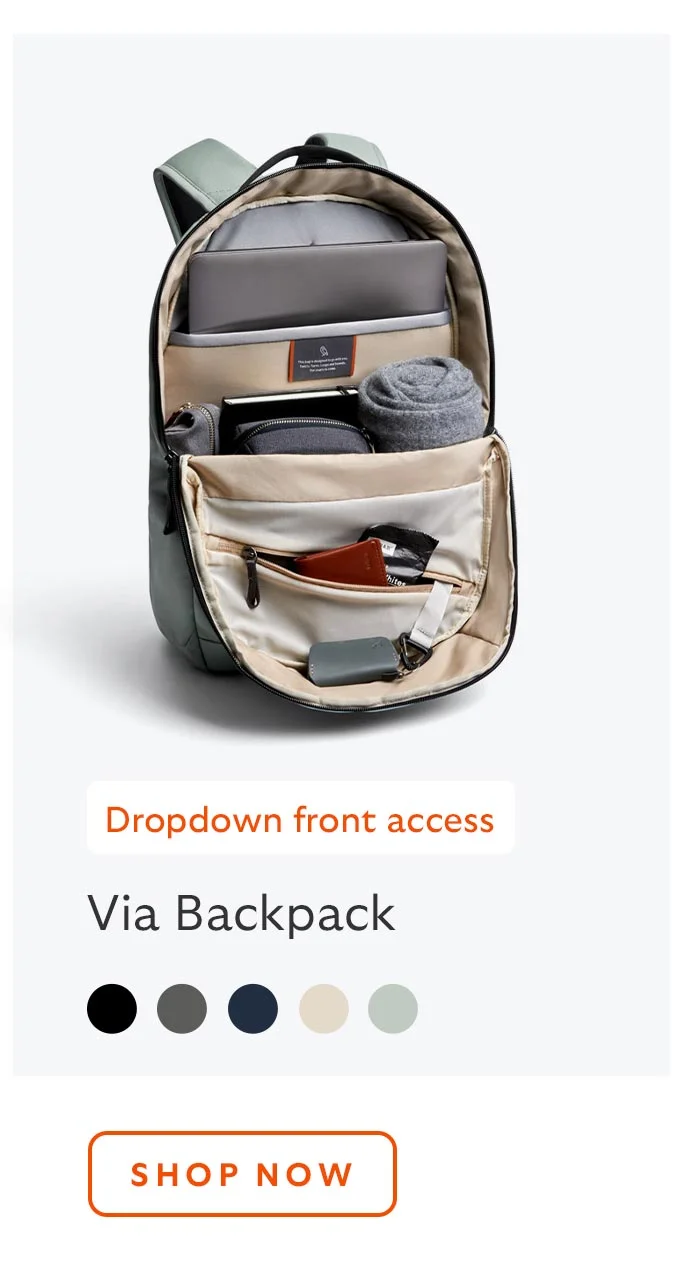 Via Backpack – Eucalyptus *Dropdown front access