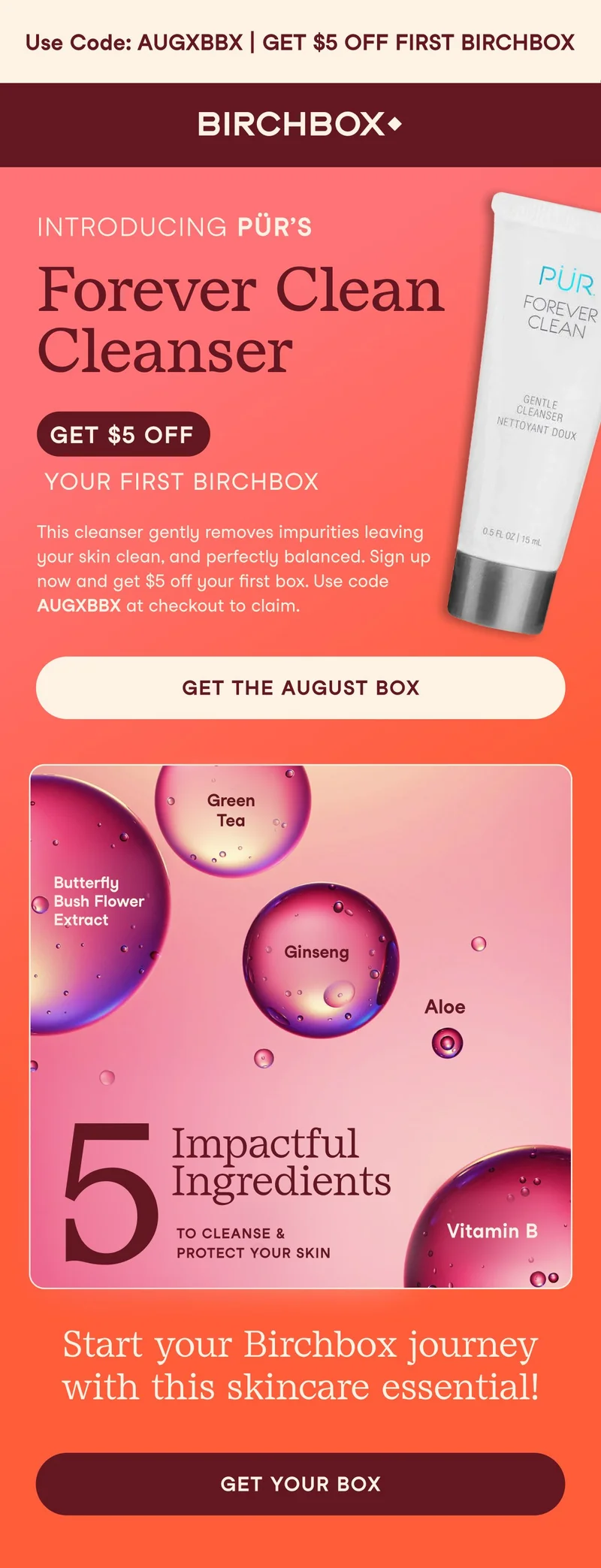 Take 5 off your first birchbox!