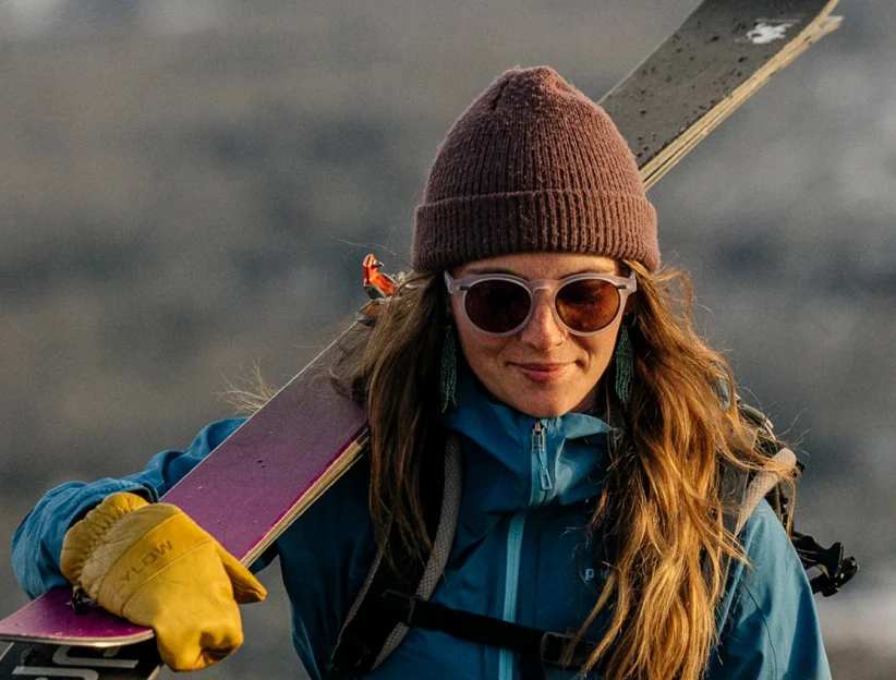 Image of a skier wearing Anon Advocate Sunglasses