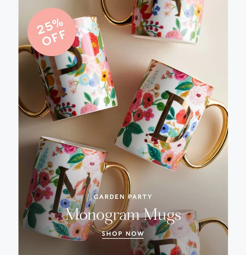 Garden Party Monogram Mugs