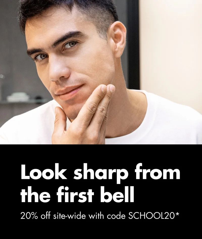 Look sharp from the first bell. 20% off site-wide with code discount code*