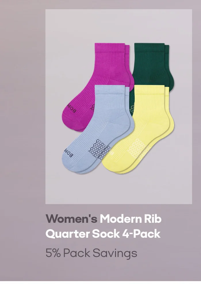 Women's Modern Rib Quarter Sock 4-Pack 5% Pack Savings