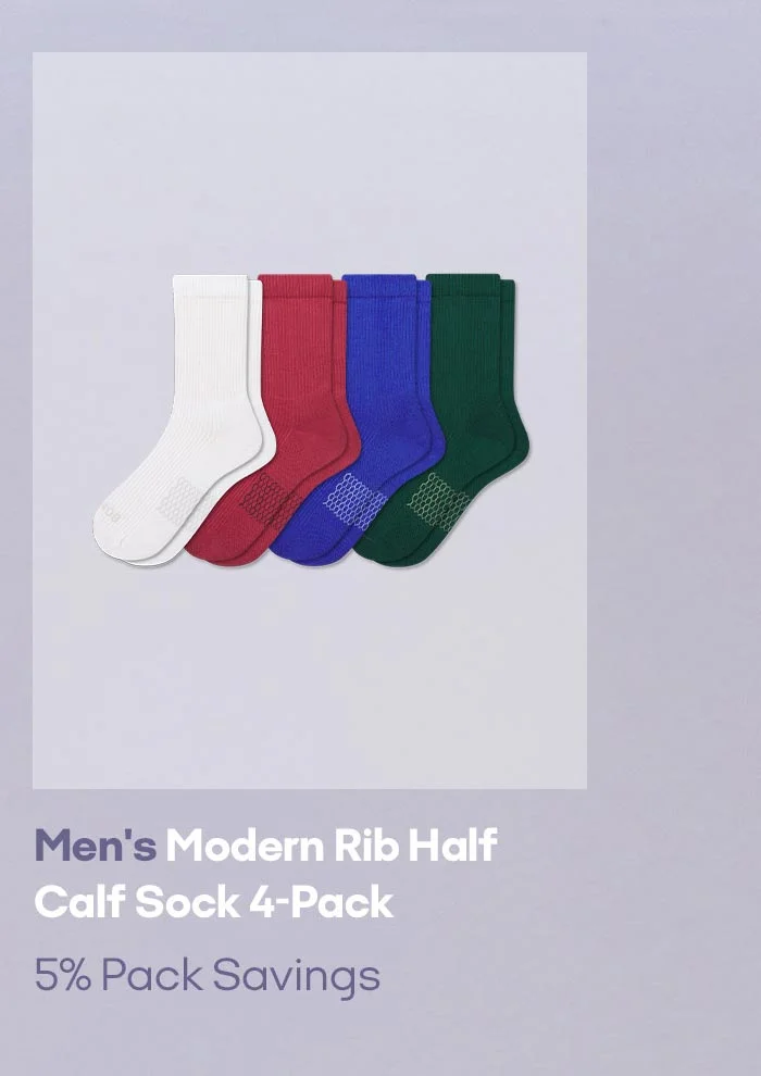 Men's Modern Rib Half Calf Sock 4-Pack 5% Pack Savings