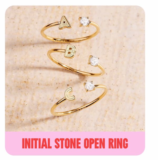 Initial Stone Open Ring