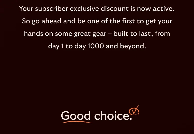 Your subscriber exclusive discount is now active.
