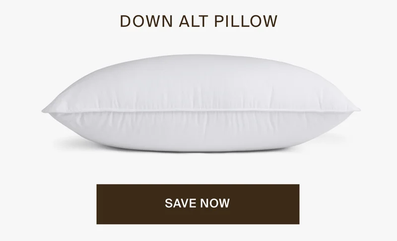 Down alt pillow. Save now.