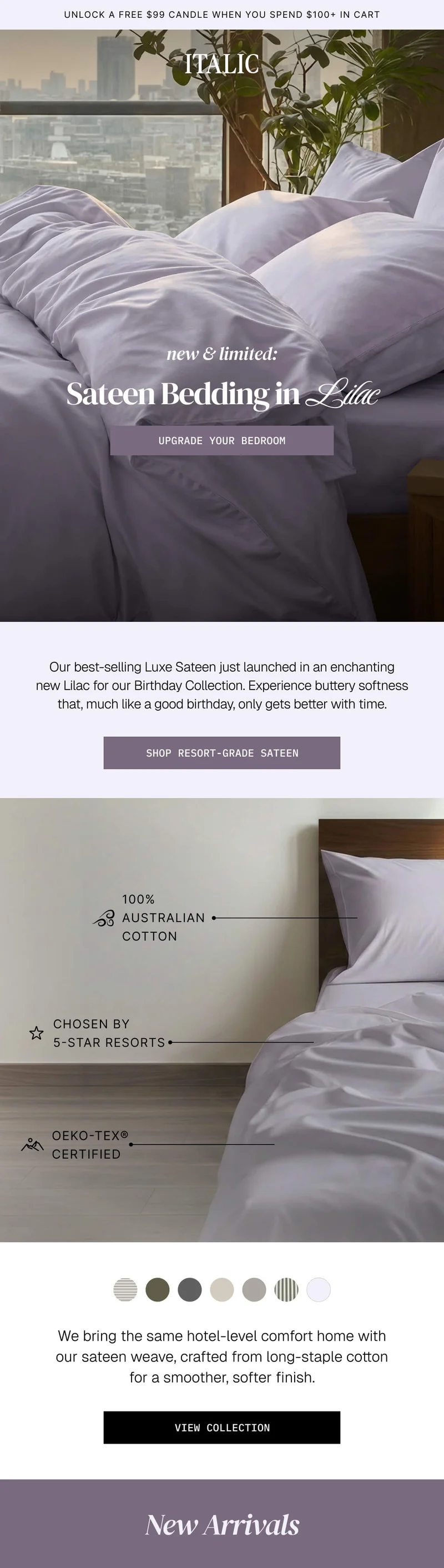 ITALIC | LUXE SATEEN BEDDING IN LILAC