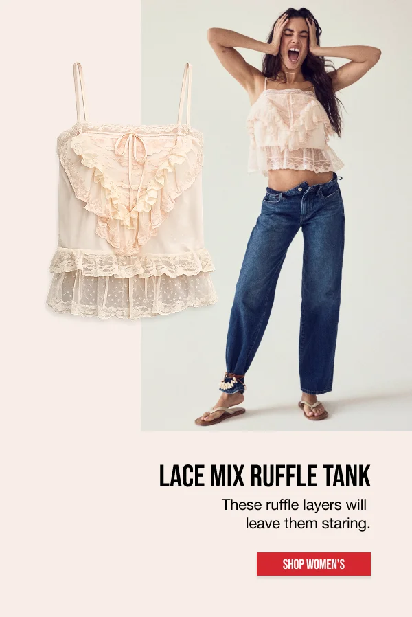 Lace Mix Ruffle Tank Shop Women's