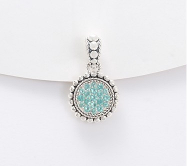 JAI Sterling Silver Exotic Gemstone Pave Enhancer
