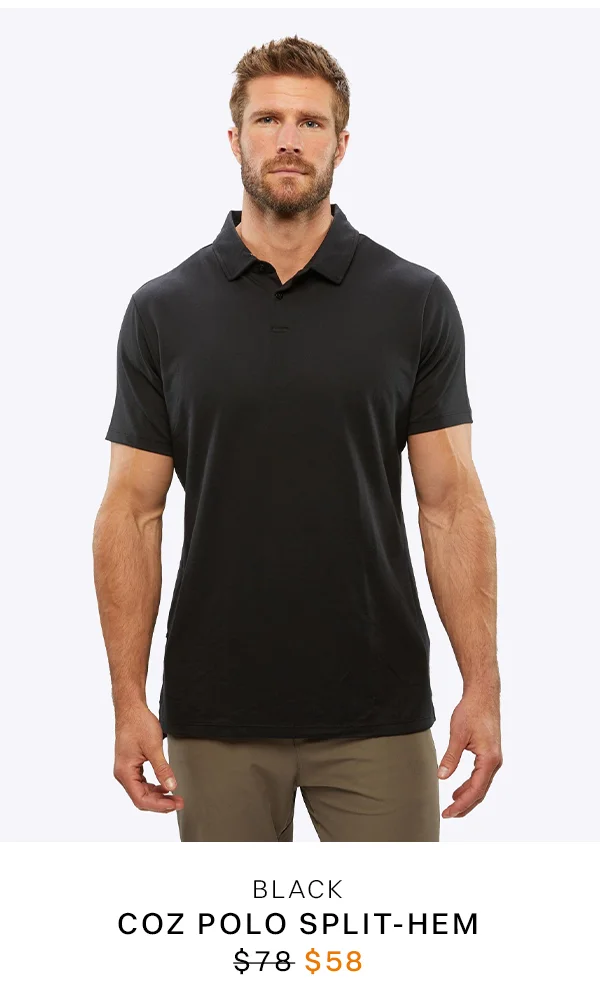 Black COZ Polo Split-Hem