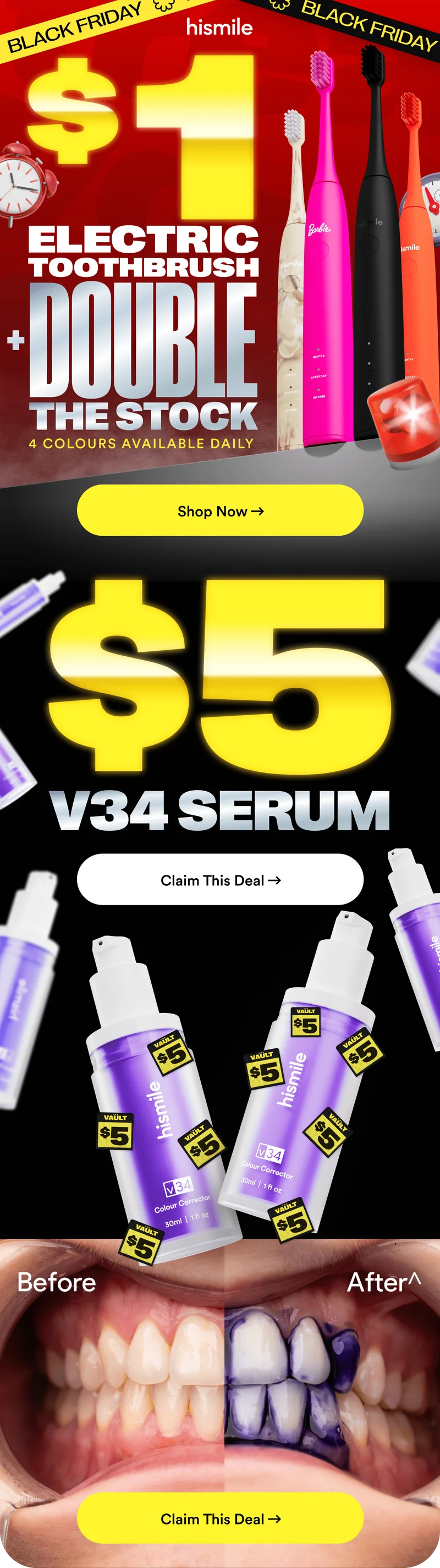 $1 ELECTRIC TOOTHBRUSH + DOUBLE THE STOCK. 4 COLOURS AVAILABLE DAILY. Claim This Deal.