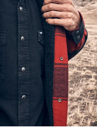 Men's Wrangler Sherpa Lined Flannel Snap Shirt Jacket