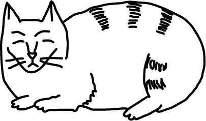 A line drawing a cat sleeping