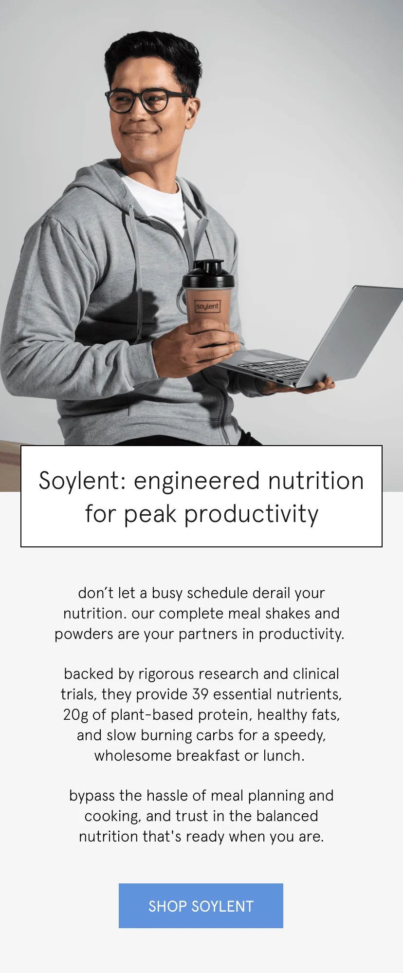 soylent: engineered nutrition for peak productivity