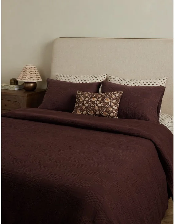 Kingsley Textured Cotton Duvet Cover-Merlot / King/Cal King / Duvet Set