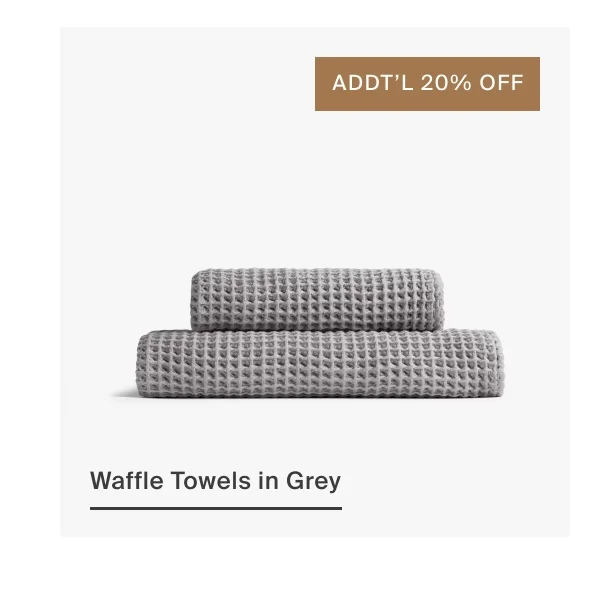 Additional 20% Off Waffle Towels in Grey | Shop Now