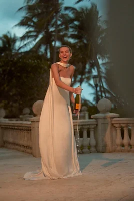 Jenny Yoo Celeste Strapless Satin Sheath Wedding Gown