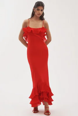 Delfi Collective Delina Ruffled Open-Back Maxi Dress