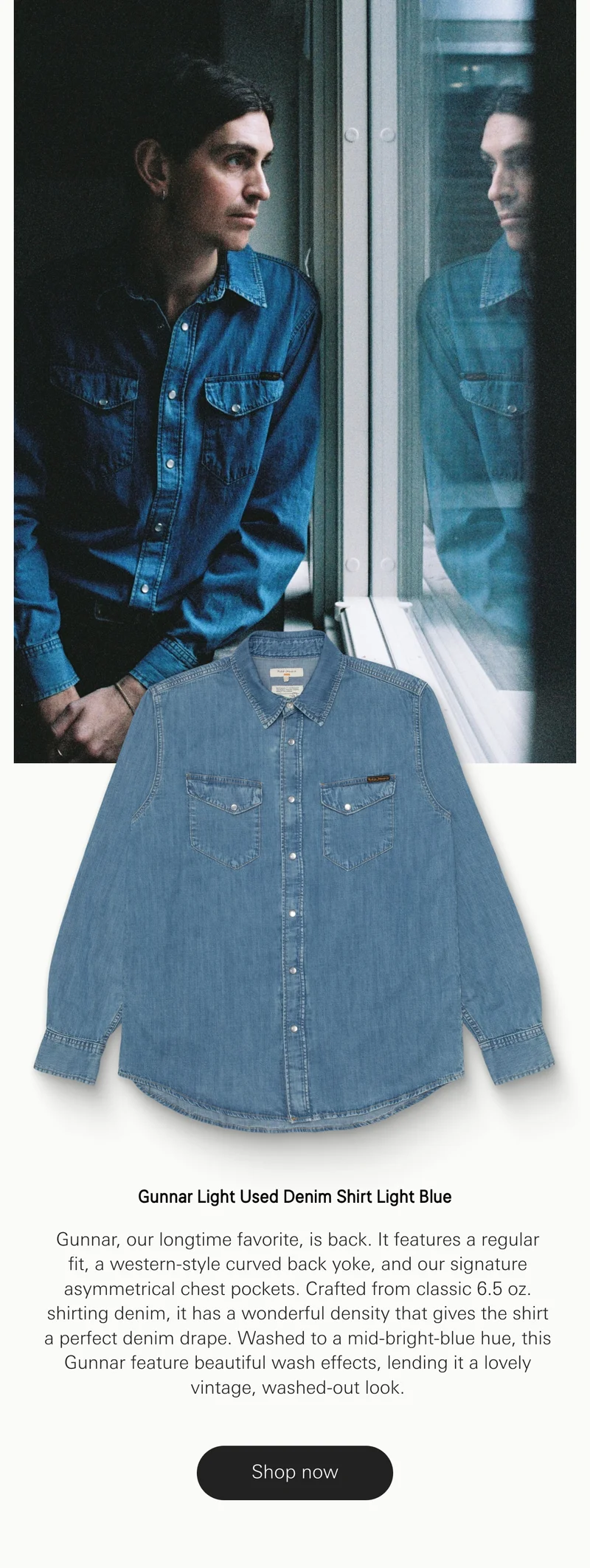 Gunnar Light Used Denim Shirt Light Blue